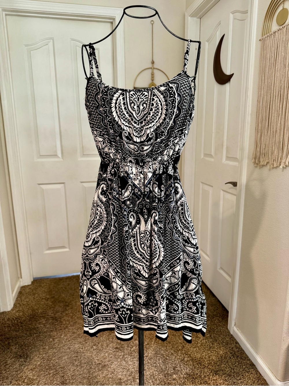 Angie Black and White Paisley Mini Dress